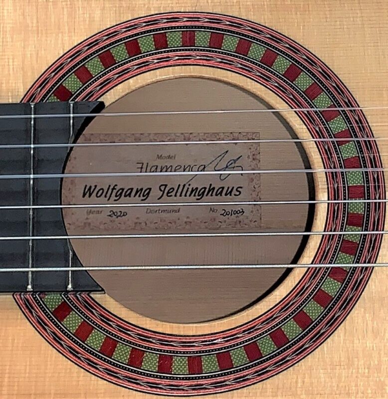 Wolfgang Jellinghaus Flamenco Blanca Guitar Label